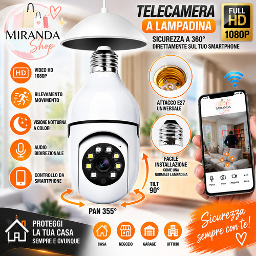 Telecamera wifi lampadina e27 - wifi,